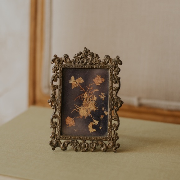 Petite Brass Italian Framed Pressed Flowers - Picture 1 of 3